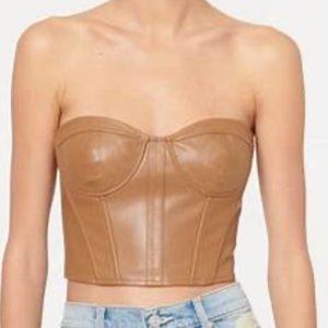 NWT Elloise Vegan Leather Bustier Cami Caramel